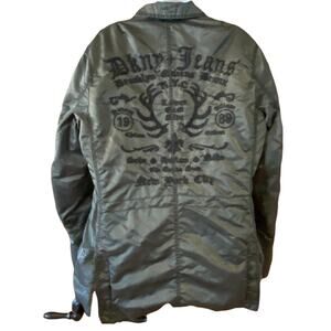 DKNY Jeans Women's Large Embroidered Back Blazer/Jacket Gray/Black